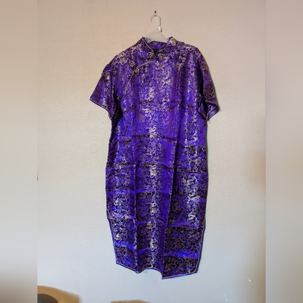 NWOT Purple Midi Dress with Mandarin Collar